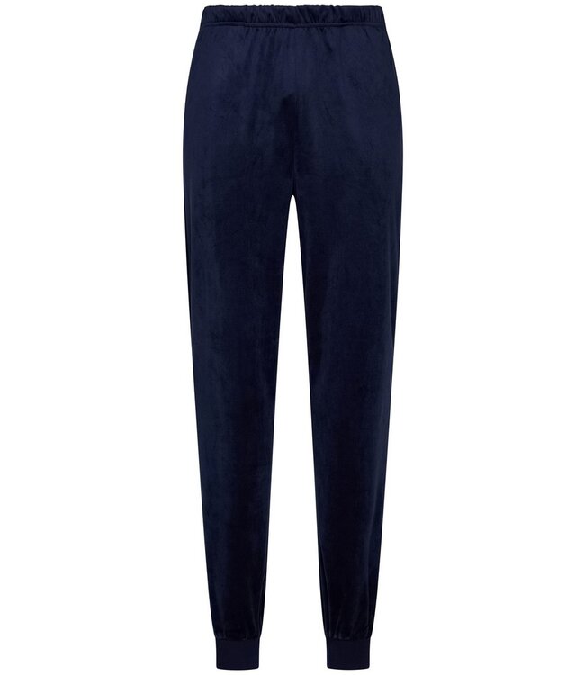 Heren lounge-huispak van blauw velours 'modern checks'