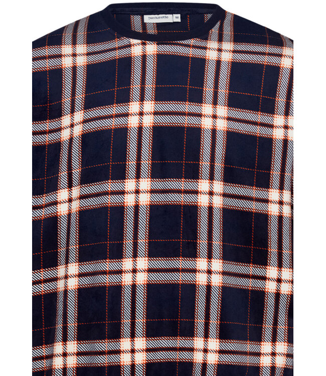 men's blue velvet home lounge suit 'modern checks'