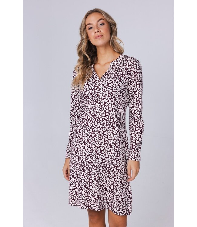 rich red cotton-modal nightdress with buttons 'little flowers'