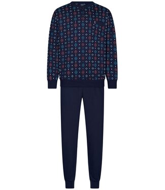 Robson Heren pyjamaset met lange mouwen en knopen van katoen 'just groovy'