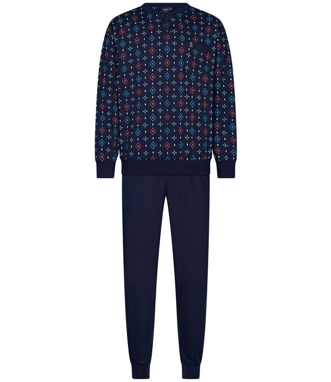 Heren pyjamaset met lange mouwen en knopen van katoen 'just groovy'