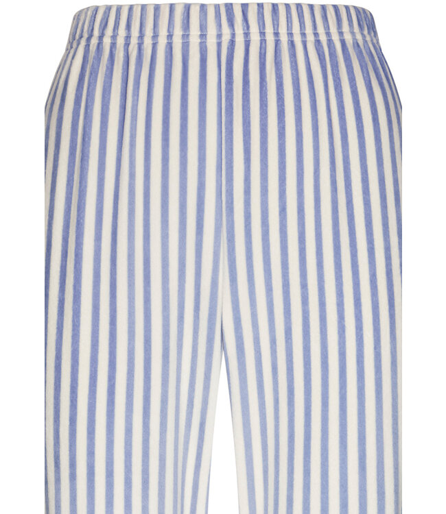 ladies blue soft flannel fleece full button pyjama 'soft stripes'