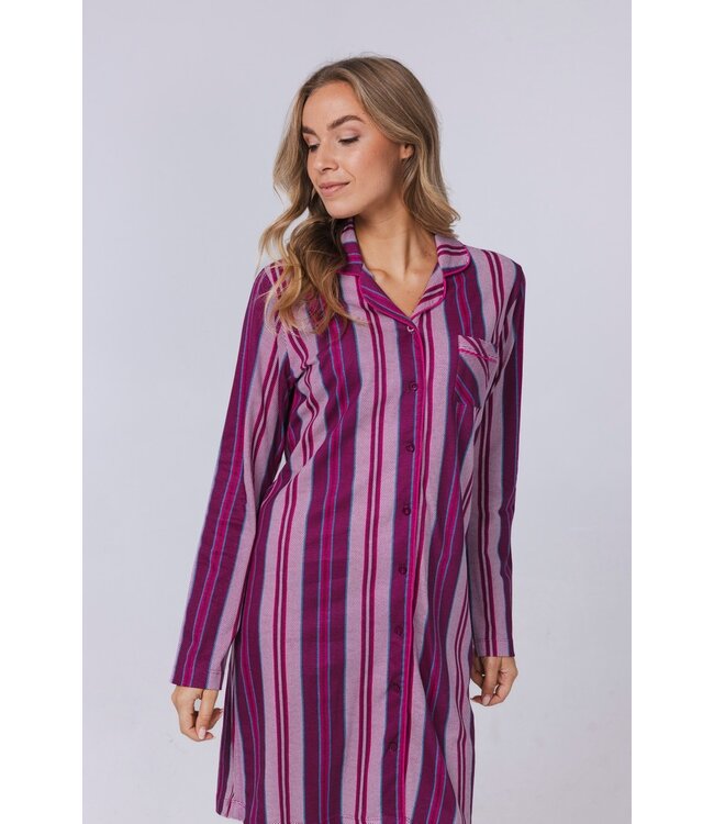 full button organic cotton nightdress 'smart stripes'