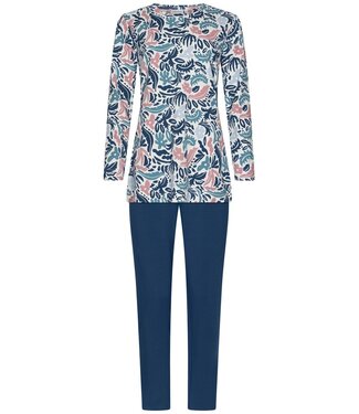 Pastunette Dames pyjama met lange mouwen van biologische katoen en elastan ‘Arty Leafs’