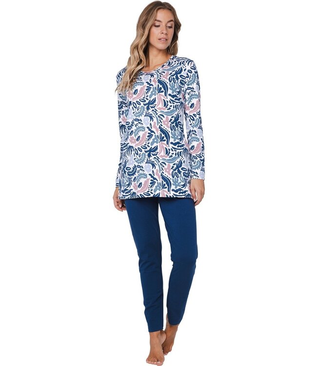 ladies long sleeve organic cotton-mix pyjama set 'arty leafs'