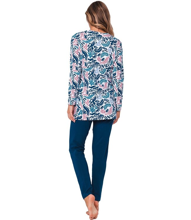 ladies long sleeve organic cotton-mix pyjama set 'arty leafs'