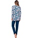 Dames pyjama met lange mouwen van biologische katoen en elastan ‘Arty Leafs’