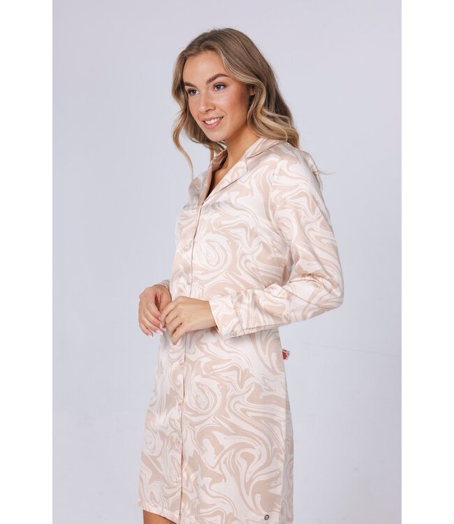 luxury long sleeve full button nightdress 'watercolour art'