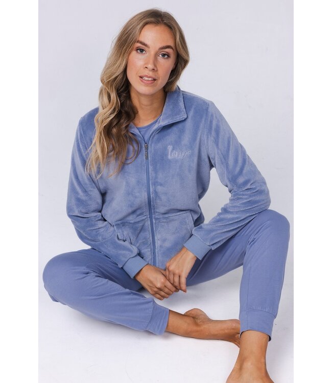 Warme coral fleece lila home-lounge jas ‘lovely lilac’