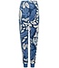 Zachte, blauwe velours home-lounge pyjama ‘bold arty leaves’