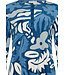 Zachte, blauwe velours home-lounge pyjama ‘bold arty leaves’