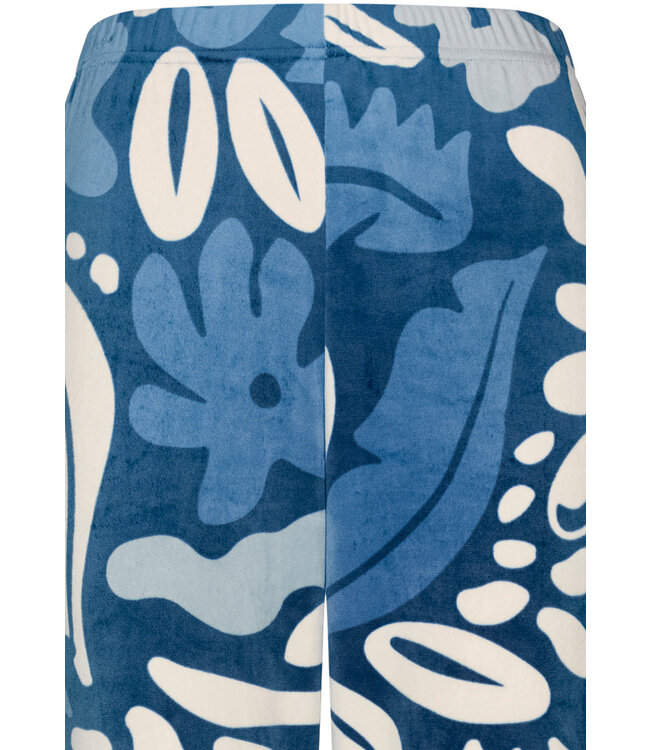 blue soft velvet home lounge pyjama 'bold arty leaves'