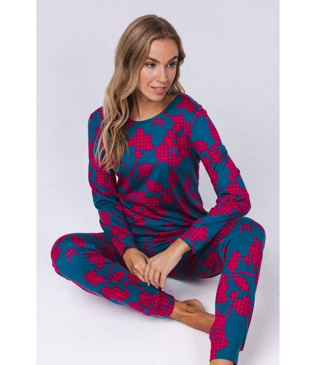 ladies long sleeve cotton-modal pyjama 'bold flower'