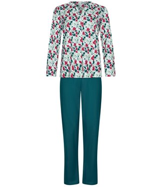 Pastunette ladies long sleeve cotton pyjama with buttons 'winter flowers'