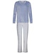 Pastunette Dames pyjamaset van blauwe, zachte flanel fleece ‘soft stripes’
