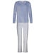 Pastunette ladies blue soft flannel fleece pyjama set 'soft stripes'
