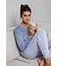 Dames pyjamaset van blauwe, zachte flanel fleece ‘soft stripes’