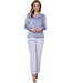 Dames pyjamaset van blauwe, zachte flanel fleece ‘soft stripes’