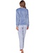 Dames pyjamaset van blauwe, zachte flanel fleece ‘soft stripes’