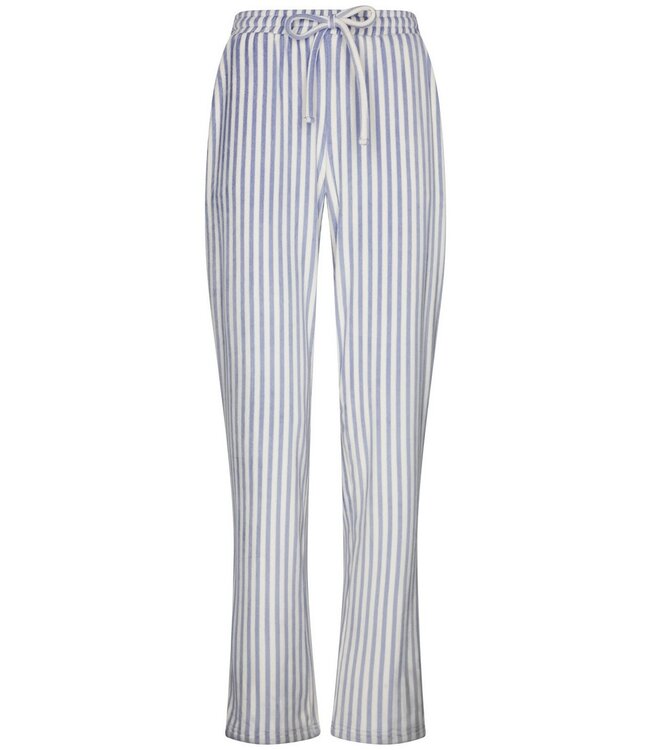 ladies blue soft flannel fleece pyjama set 'soft stripes'