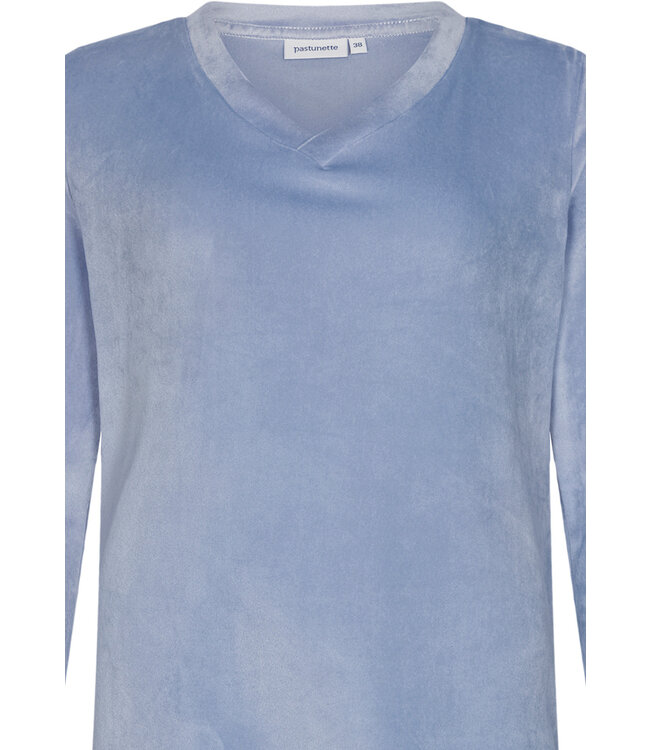 Dames pyjamaset van blauwe, zachte flanel fleece ‘soft stripes’