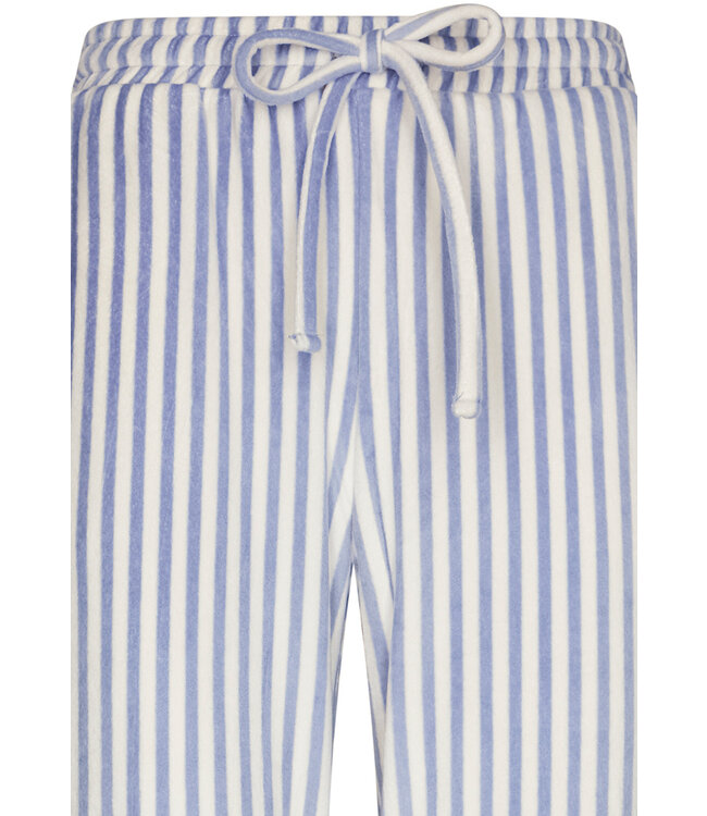 ladies blue soft flannel fleece pyjama set 'soft stripes'