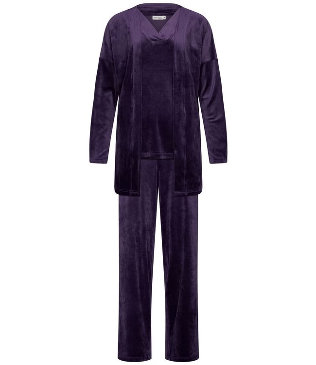 Luxe paarse velours 3-delige loungeset 'chic purple beauty'