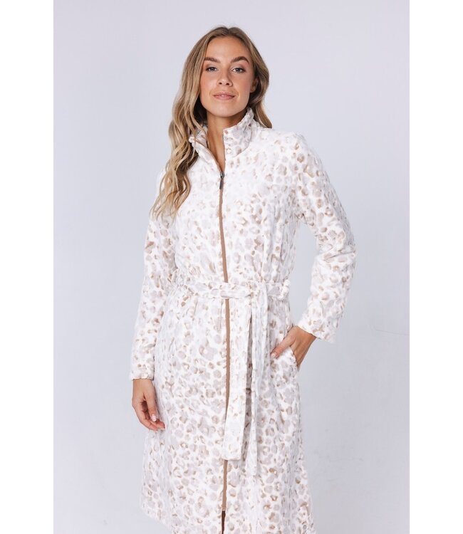 ladies soft fleece morninggown with zip 'chic flower'