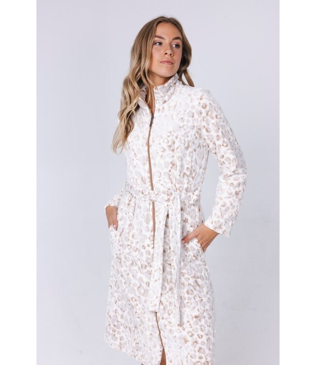 ladies soft fleece morninggown with zip 'chic flower'