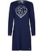 Blauw, katoenen dames nachthemd met lange mouwen 'snow time'