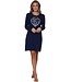 Blauw, katoenen dames nachthemd met lange mouwen 'snow time'