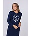 Blauw, katoenen dames nachthemd met lange mouwen 'snow time'