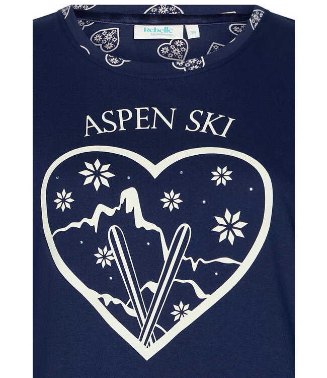 ladies blue long sleeve cotton nightdress 'snow time'