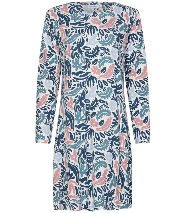 ladies long sleeve organic cotton-mix nightdress 'arty leafs'