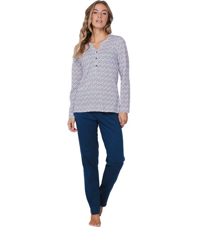 long sleeve organic cotton pyjamaset with buttons 'geometric flower'