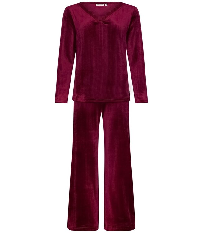 rich red velvet lounge pyjama set 'chic comfort'