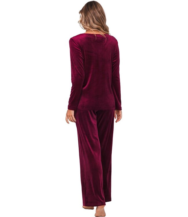 rich red velvet lounge pyjama set 'chic comfort'