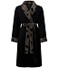 Pastunette Premium Warme, zwarte, coral-fleece overslag ochtendjas 'abstract art'