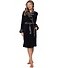 warm coral fleece fleece black wrap-over moninggown 'abstract art'