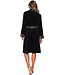 warm coral fleece fleece black wrap-over moninggown 'abstract art'
