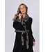 warm coral fleece fleece black wrap-over moninggown 'abstract art'