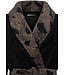 Warme, zwarte, coral-fleece overslag ochtendjas 'abstract art'