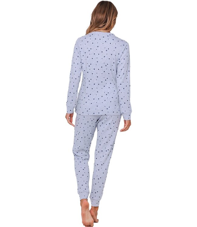 cotton-mix waffle rib pyjama with buttons 'snowflakes & circles'