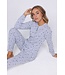 Wafelrib dames pyjama met knopen 'snowflakes & circles'