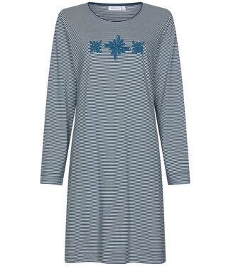 Pastunette ladies organic cotton stripey nightdress 'diamante flowers'