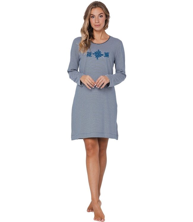 ladies organic cotton stripey nightdress 'diamante flowers'