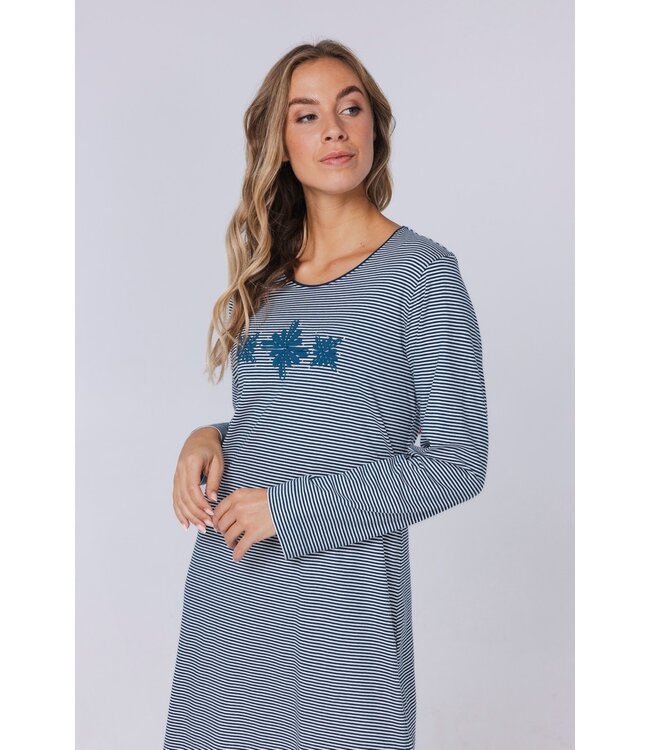 ladies organic cotton stripey nightdress 'diamante flowers'