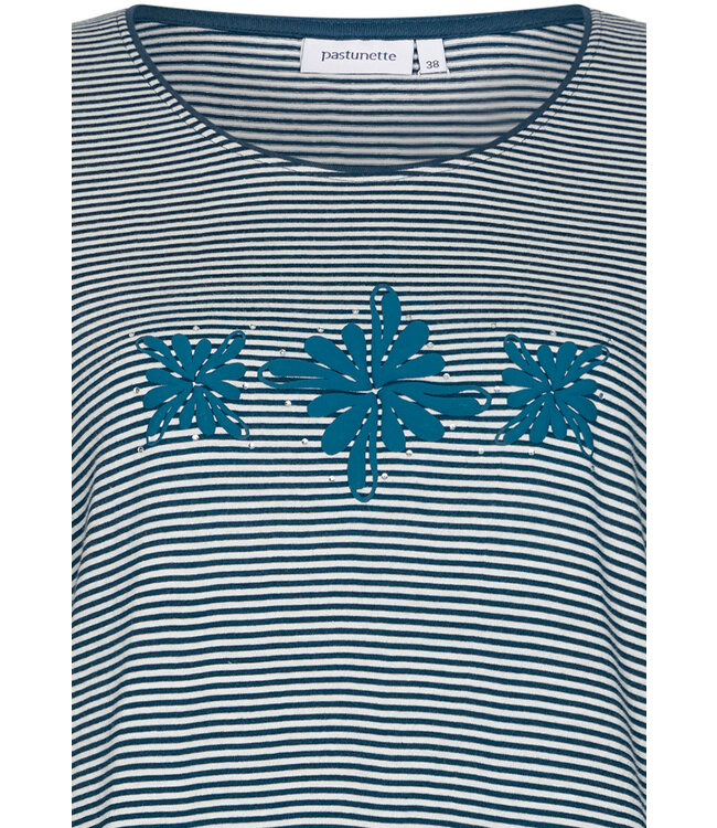 ladies organic cotton stripey nightdress 'diamante flowers'