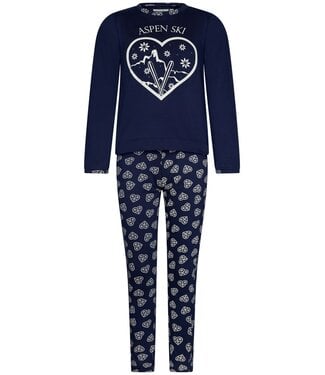 Rebelle Girls Blauwe meisjes pyjamaset met lange mouwen van katoen 'snow time'