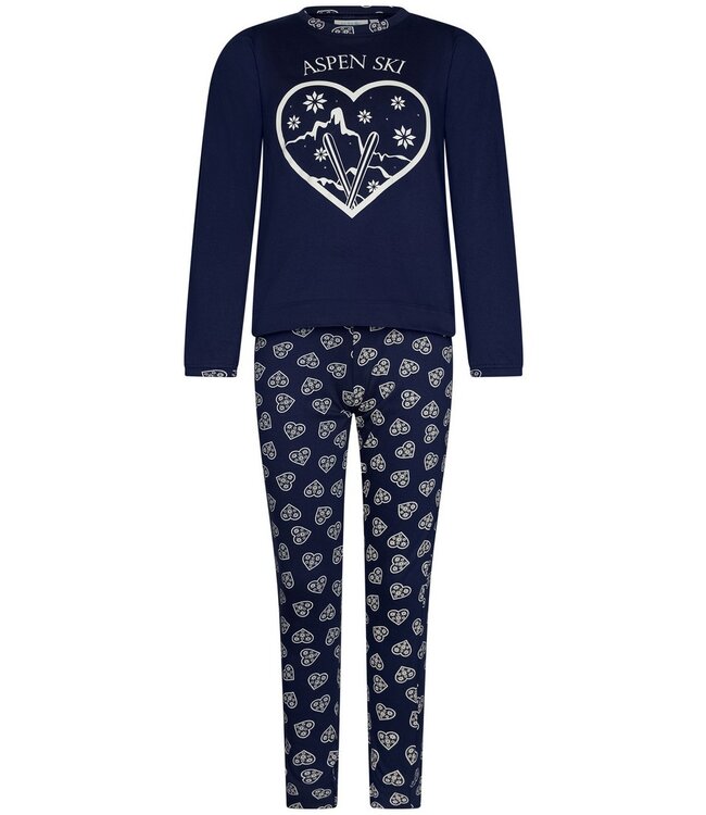 kids blue long sleeve cotton pyjama set 'snow time'